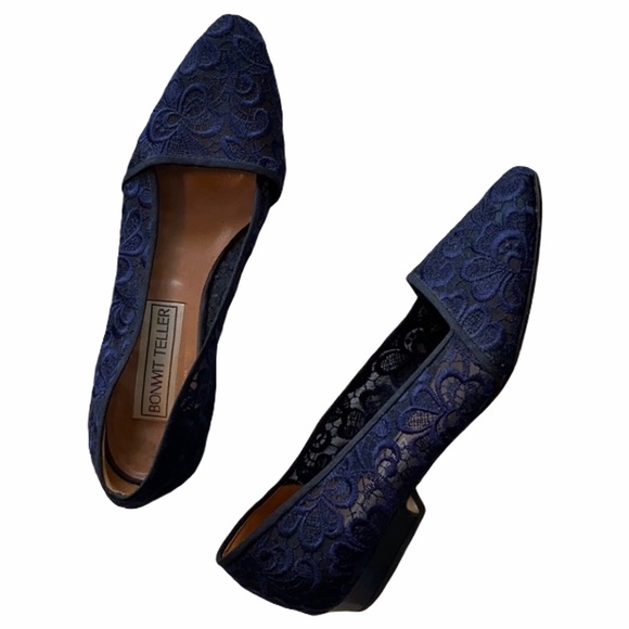 Bonwit Teller Shoes - BONWIT TELLER Vintage Blue Lace Flats Size 7.5